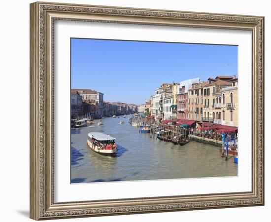 A Vaporetto Waterbus on the Grand Canal, Venice, UNESCO World Heritage Site, Veneto, Italy, Europe-Amanda Hall-Framed Photographic Print