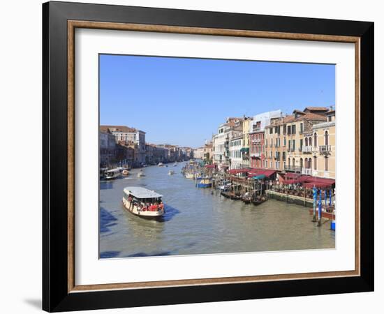 A Vaporetto Waterbus on the Grand Canal, Venice, UNESCO World Heritage Site, Veneto, Italy, Europe-Amanda Hall-Framed Photographic Print