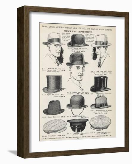 A Variety of Men's Hats-null-Framed Photographic Print