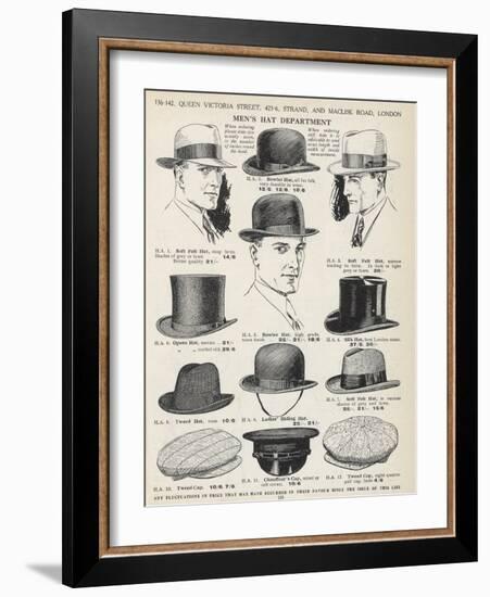 A Variety of Men's Hats-null-Framed Photographic Print