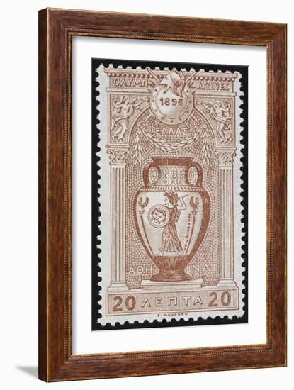 A Vase Depicting Pallas Athene. Greece 1896 Olympic Games 20 Lepta, Unused-null-Framed Giclee Print