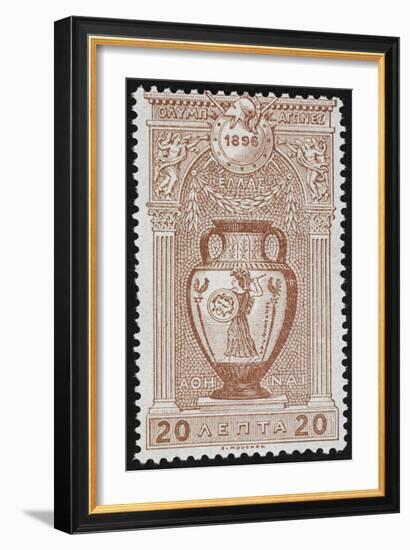 A Vase Depicting Pallas Athene. Greece 1896 Olympic Games 20 Lepta, Unused-null-Framed Giclee Print