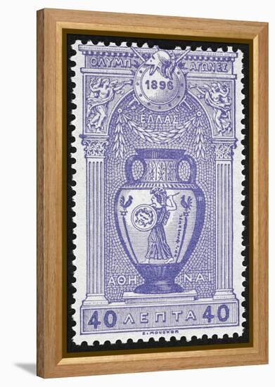 A Vase Depicting Pallas Athene. Greece 1896 Olympic Games 40 Lepta, Unused-null-Framed Premier Image Canvas