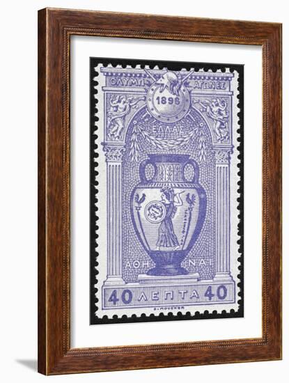 A Vase Depicting Pallas Athene. Greece 1896 Olympic Games 40 Lepta, Unused-null-Framed Giclee Print