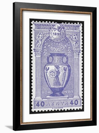 A Vase Depicting Pallas Athene. Greece 1896 Olympic Games 40 Lepta, Unused-null-Framed Giclee Print