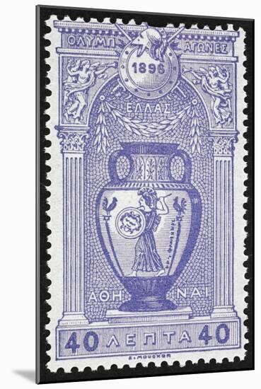 A Vase Depicting Pallas Athene. Greece 1896 Olympic Games 40 Lepta, Unused-null-Mounted Giclee Print