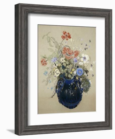 A Vase of Blue Flowers, circa 1905-08-Odilon Redon-Framed Giclee Print