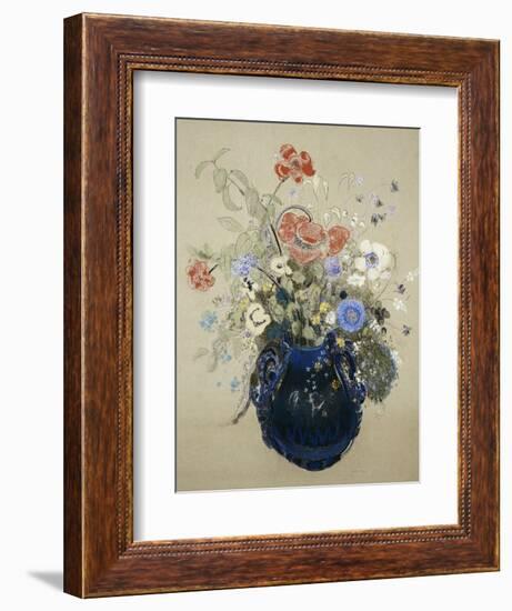 A Vase of Blue Flowers, circa 1905-08-Odilon Redon-Framed Giclee Print