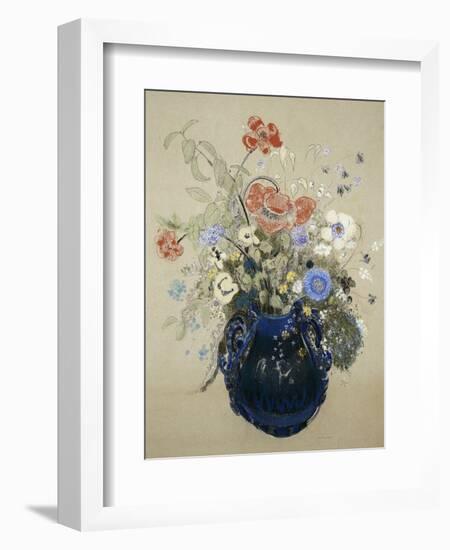 A Vase of Blue Flowers, circa 1905-08-Odilon Redon-Framed Giclee Print