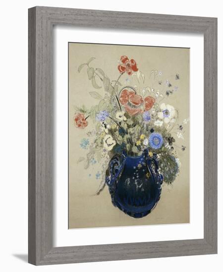 A Vase of Blue Flowers, circa 1905-08-Odilon Redon-Framed Giclee Print