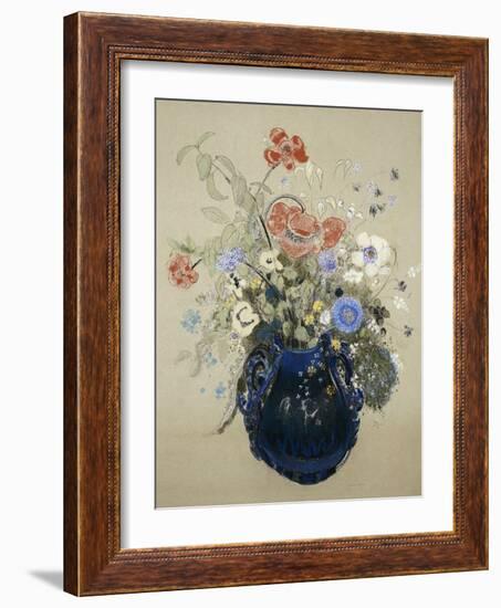 A Vase of Blue Flowers, circa 1905-08-Odilon Redon-Framed Giclee Print