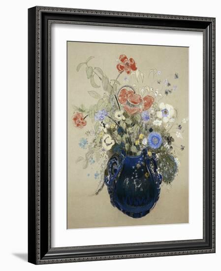 A Vase of Blue Flowers, circa 1905-08-Odilon Redon-Framed Giclee Print