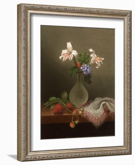 A Vase of Corn Lilies and Heliotrope, 1863-Martin Johnson Heade-Framed Giclee Print