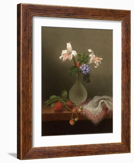 A Vase of Corn Lilies and Heliotrope, 1863-Martin Johnson Heade-Framed Giclee Print