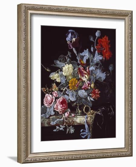 A Vase of Flowers with a Watch-Willem van Aelst-Framed Giclee Print