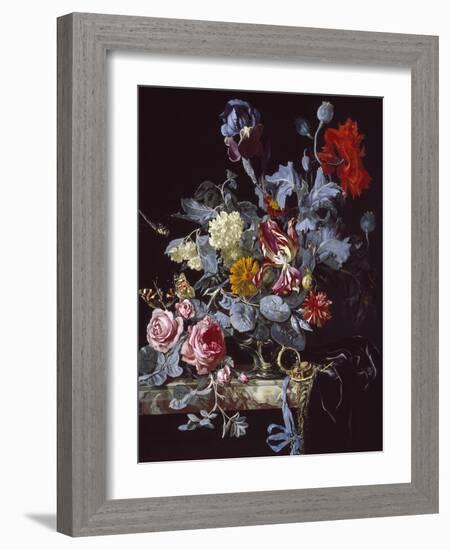 A Vase of Flowers with a Watch-Willem van Aelst-Framed Giclee Print