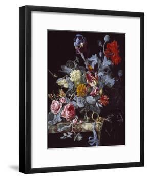 A Vase of Flowers with a Watch-Willem van Aelst-Framed Giclee Print