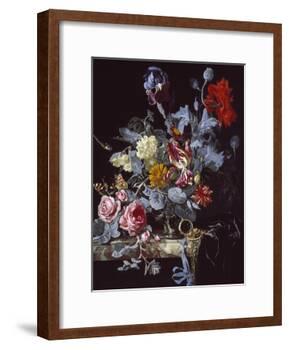 A Vase of Flowers with a Watch-Willem van Aelst-Framed Giclee Print