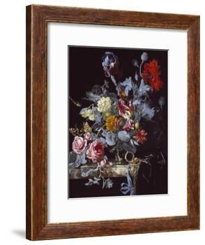 A Vase of Flowers with a Watch-Willem van Aelst-Framed Giclee Print