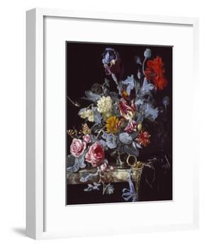 A Vase of Flowers with a Watch-Willem van Aelst-Framed Giclee Print