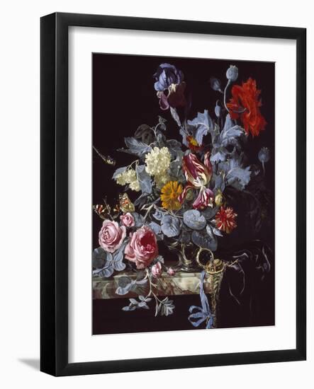 A Vase of Flowers with a Watch-Willem van Aelst-Framed Giclee Print