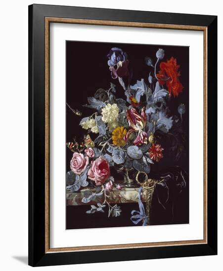 A Vase of Flowers with a Watch-Willem van Aelst-Framed Giclee Print