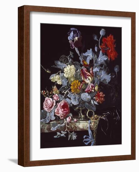 A Vase of Flowers with a Watch-Willem van Aelst-Framed Giclee Print