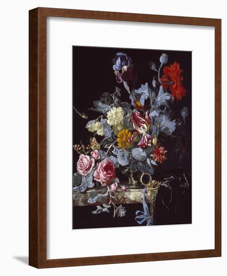 A Vase of Flowers with a Watch-Willem van Aelst-Framed Giclee Print