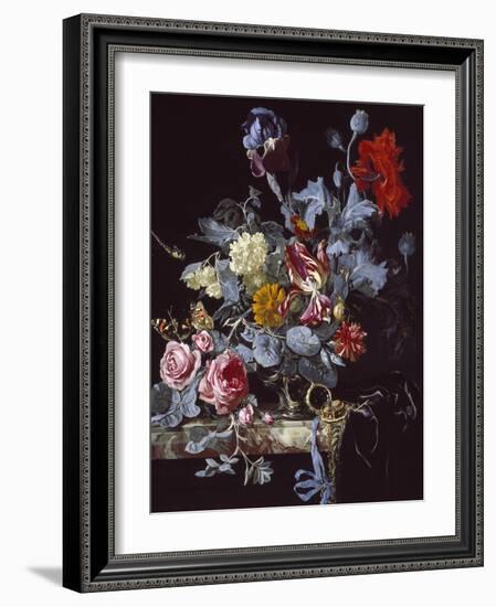 A Vase of Flowers with a Watch-Willem van Aelst-Framed Giclee Print