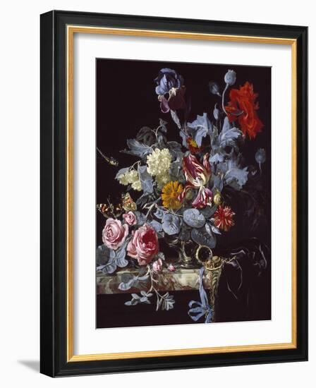 A Vase of Flowers with a Watch-Willem van Aelst-Framed Giclee Print