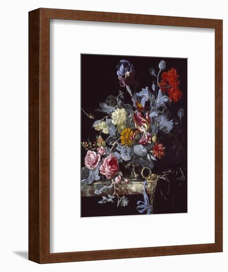 A Vase of Flowers with a Watch-Willem van Aelst-Framed Giclee Print