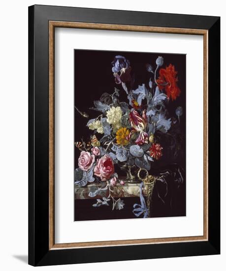 A Vase of Flowers with a Watch-Willem van Aelst-Framed Giclee Print