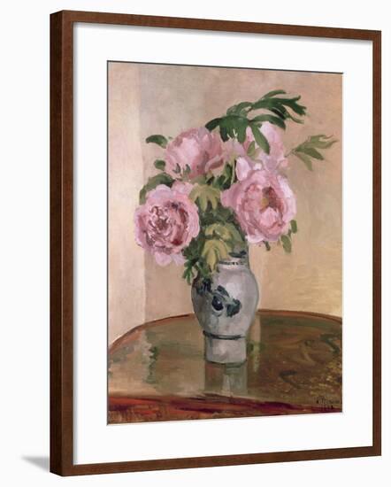 A Vase of Peonies, 1875-Camille Pissarro-Framed Giclee Print