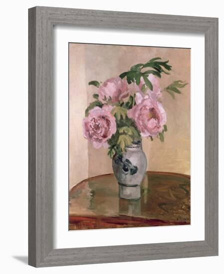 A Vase of Peonies, 1875-Camille Pissarro-Framed Giclee Print