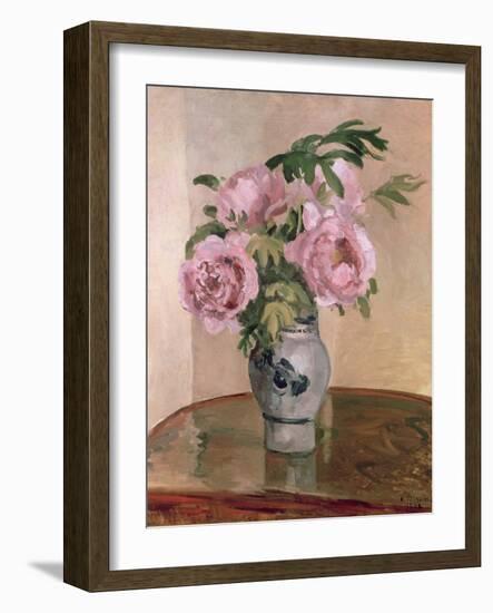 A Vase of Peonies, 1875-Camille Pissarro-Framed Giclee Print