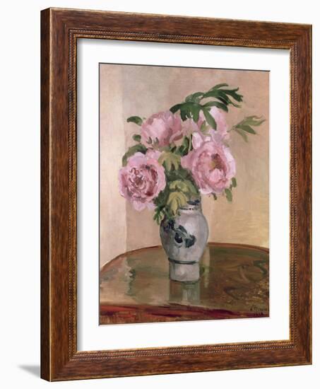 A Vase of Peonies, 1875-Camille Pissarro-Framed Giclee Print