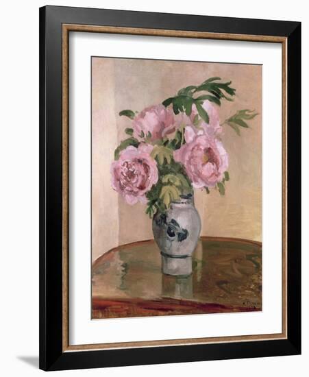 A Vase of Peonies, 1875-Camille Pissarro-Framed Giclee Print