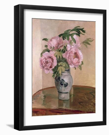 A Vase of Peonies, 1875-Camille Pissarro-Framed Giclee Print