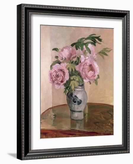 A Vase of Peonies, 1875-Camille Pissarro-Framed Giclee Print