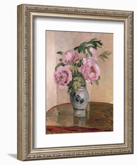 A Vase of Peonies, 1875-Camille Pissarro-Framed Giclee Print