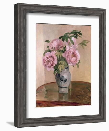 A Vase of Peonies, 1875-Camille Pissarro-Framed Giclee Print