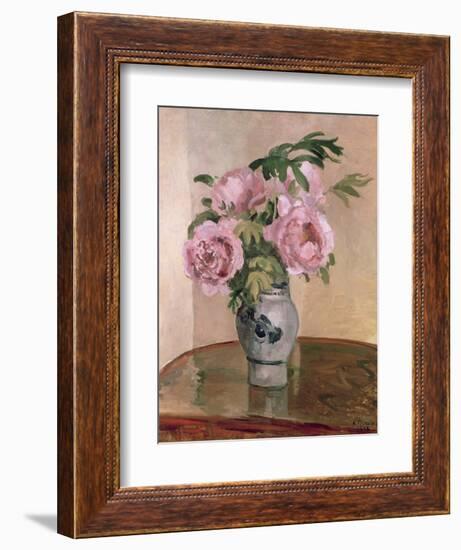 A Vase of Peonies, 1875-Camille Pissarro-Framed Giclee Print