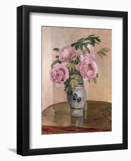 A Vase of Peonies, 1875-Camille Pissarro-Framed Giclee Print