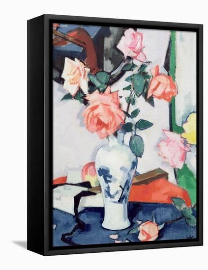 A Vase of Pink Roses-Samuel John Peploe-Framed Premier Image Canvas