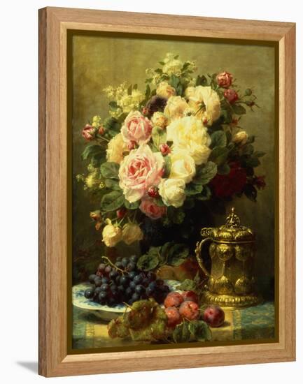 A Vase of Roses and a Tankard on a Table-Jean Baptiste Robie-Framed Premier Image Canvas