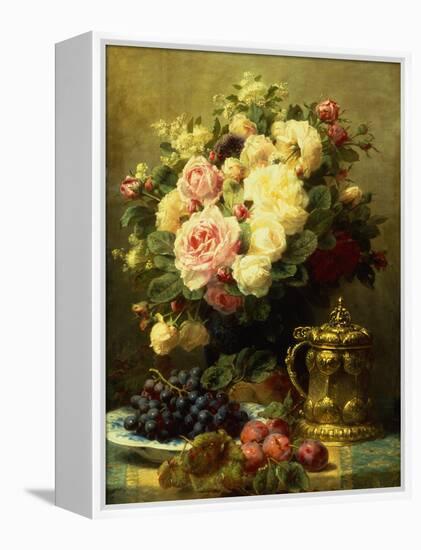 A Vase of Roses and a Tankard on a Table-Jean Baptiste Robie-Framed Premier Image Canvas