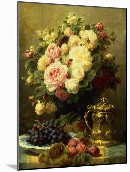 A Vase of Roses and a Tankard on a Table-Jean Baptiste Robie-Mounted Giclee Print