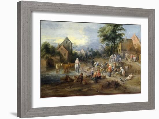 A Vegetable Market Near A Village-Theobald Michau-Framed Giclee Print