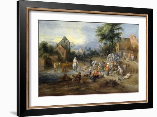 A Vegetable Market Near A Village-Theobald Michau-Framed Giclee Print