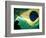 A Vendor Walks Behind a Big Brazilian Flag-null-Framed Photographic Print